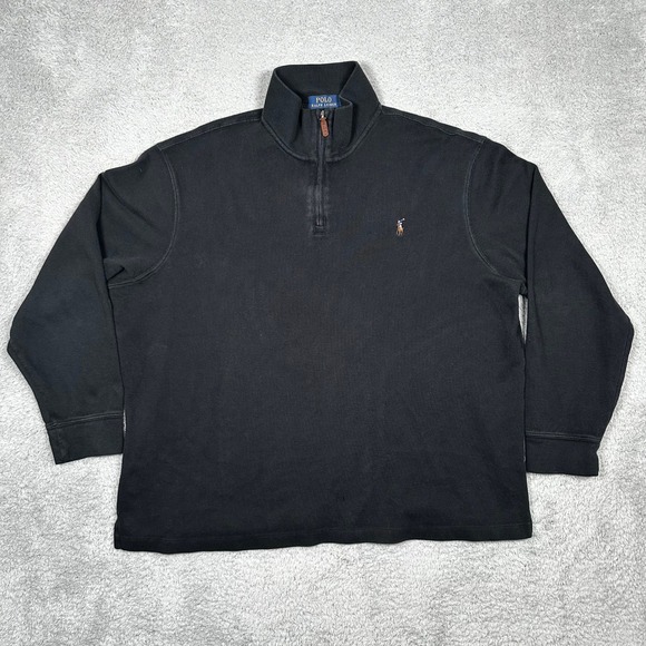 Polo Ralph Lauren Other - Polo Ralph Lauren Mens XXL Estate Rib Quarter Zip Pullover Black Cotton‎ Sweater